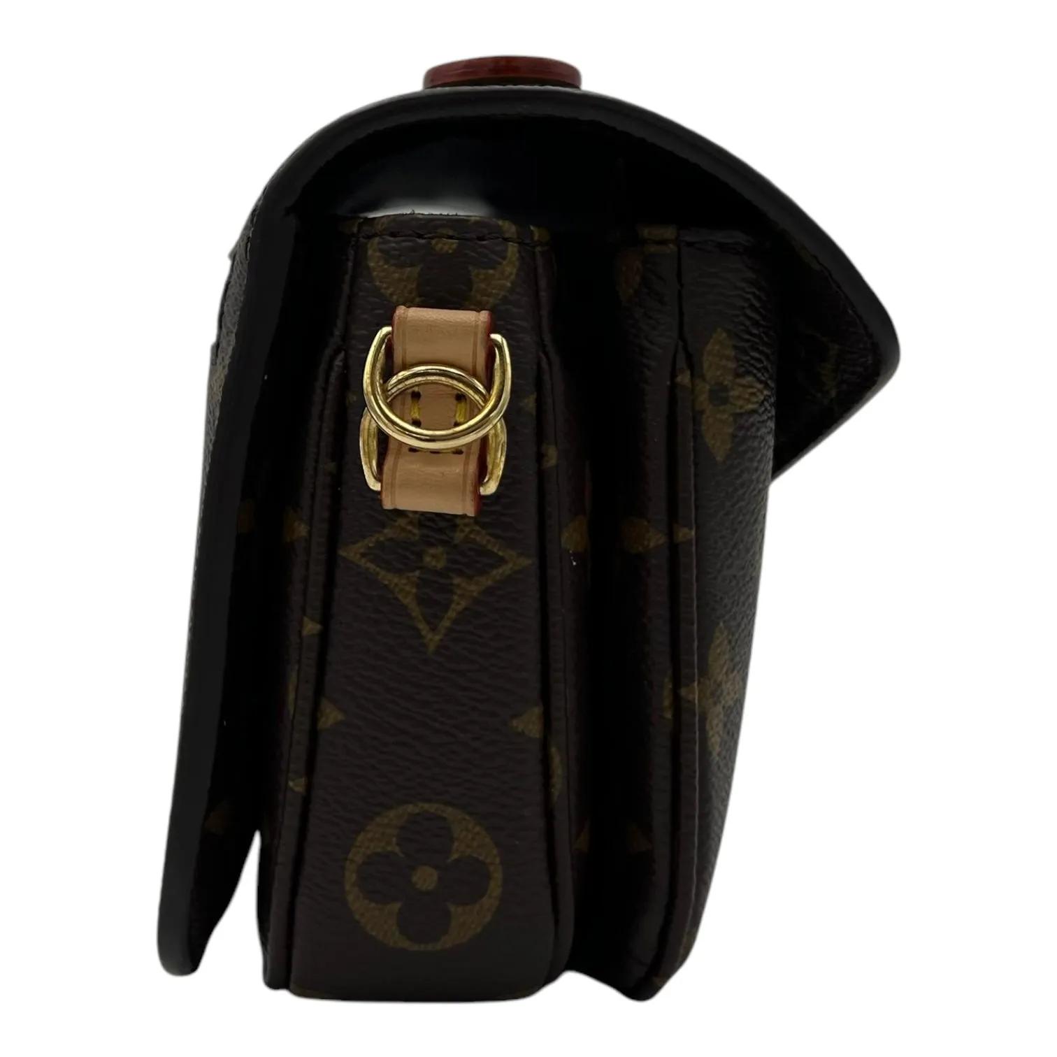 Metis East West Brown Crossbody Bag in Monogram Coated Canvas, Gold hardware
