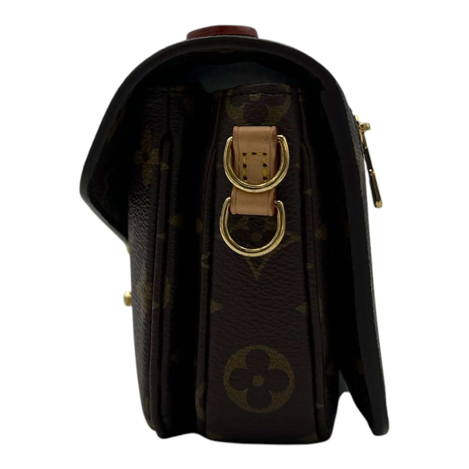 Metis East West Brown Crossbody Bag in Monogram Coated Canvas, Gold hardware