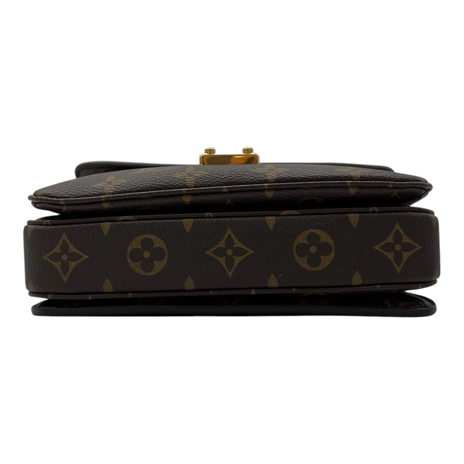 Metis East West Brown Crossbody Bag in Monogram Coated Canvas, Gold hardware