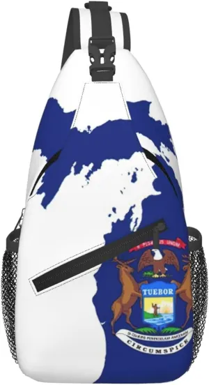 Michigan State Flag Map Foldie Crossbody Bag for Men and Women - Durable and Functional Anti Theft Crossbody Bags