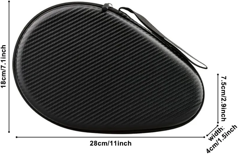 MiOYOOW Table Tennis Racket Case, Hard Shell Ping Pong Storage Bag Ping Pong Paddles Case with Zipper Can Hold 2 Short-Handled Rackets or 1 Long-Handled Racket