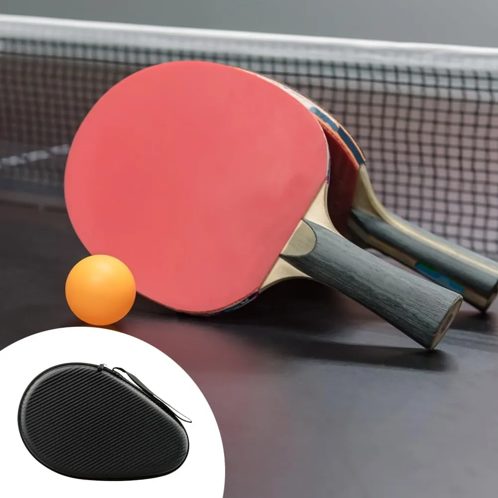 MiOYOOW Table Tennis Racket Case, Hard Shell Ping Pong Storage Bag Ping Pong Paddles Case with Zipper Can Hold 2 Short-Handled Rackets or 1 Long-Handled Racket