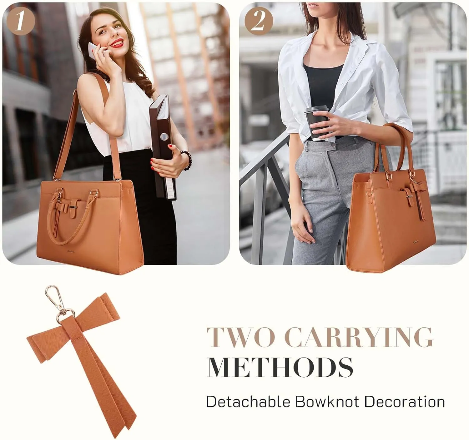 Missnine Laptop Tote Bag for Women 15.6 Inch Leather Work Bags Teacher Computer Purse Briefcase Handbag for Office, Travel