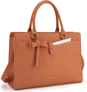 Missnine Laptop Tote Bag for Women 15.6 Inch Leather Work Bags Teacher Computer Purse Briefcase Handbag for Office, Travel
