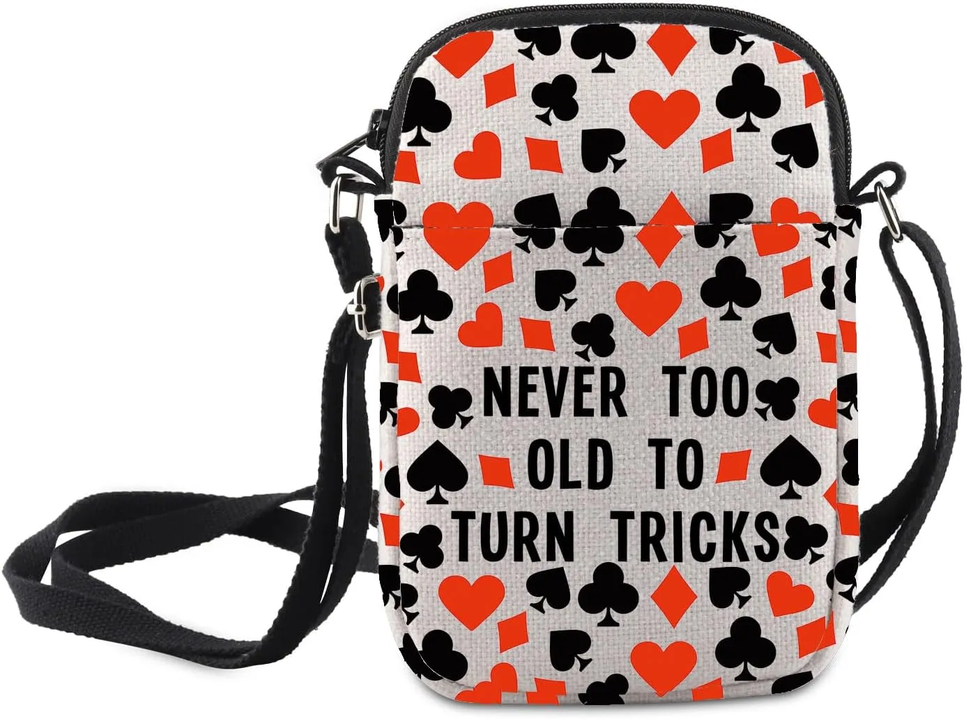MNIGIU Funny Card Game Gift Never Too Old To Turn Tricks Euchre Crossbody Bag Gambler Gift Card Game Player Shoulder Bag
