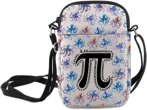 MNIGIU Funny Pi Day Gift 3.14 Octopus Crossbody Bag 3.14 Number Lover Gift Octopus Pattern Small Shoulder Bag Math Merch