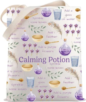 MNIGIU Funny Potion Bottle Canvas Tote Bag Potion Maker Inspired Gift Beginner Witch Shoulder Bag Witchcraft Gift