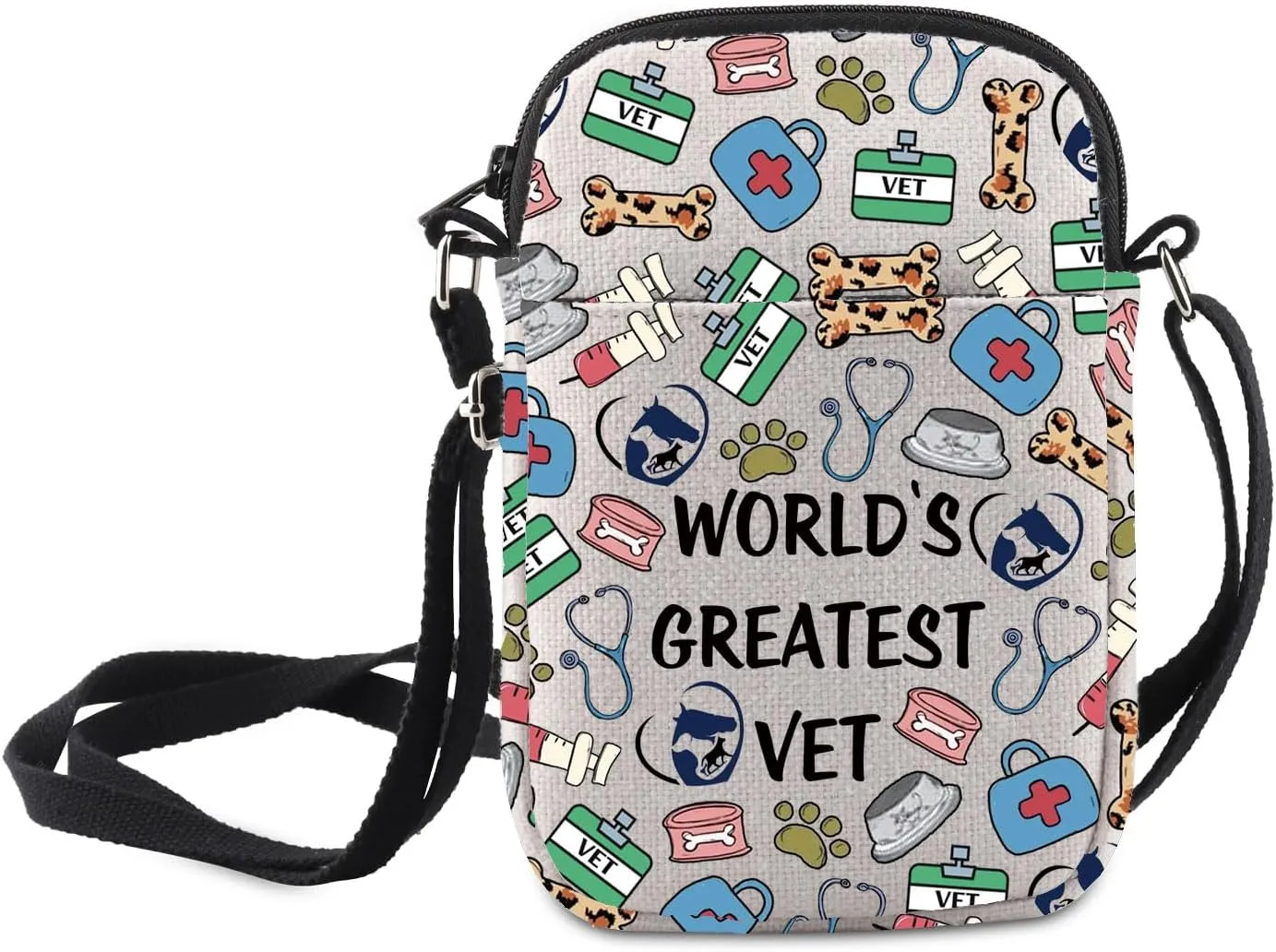 MNIGIU Vet Graduation Gift World's Greatest VET Crossbody Bag Veterinary Medicine Gift Vet Receptionist Messenger Bag