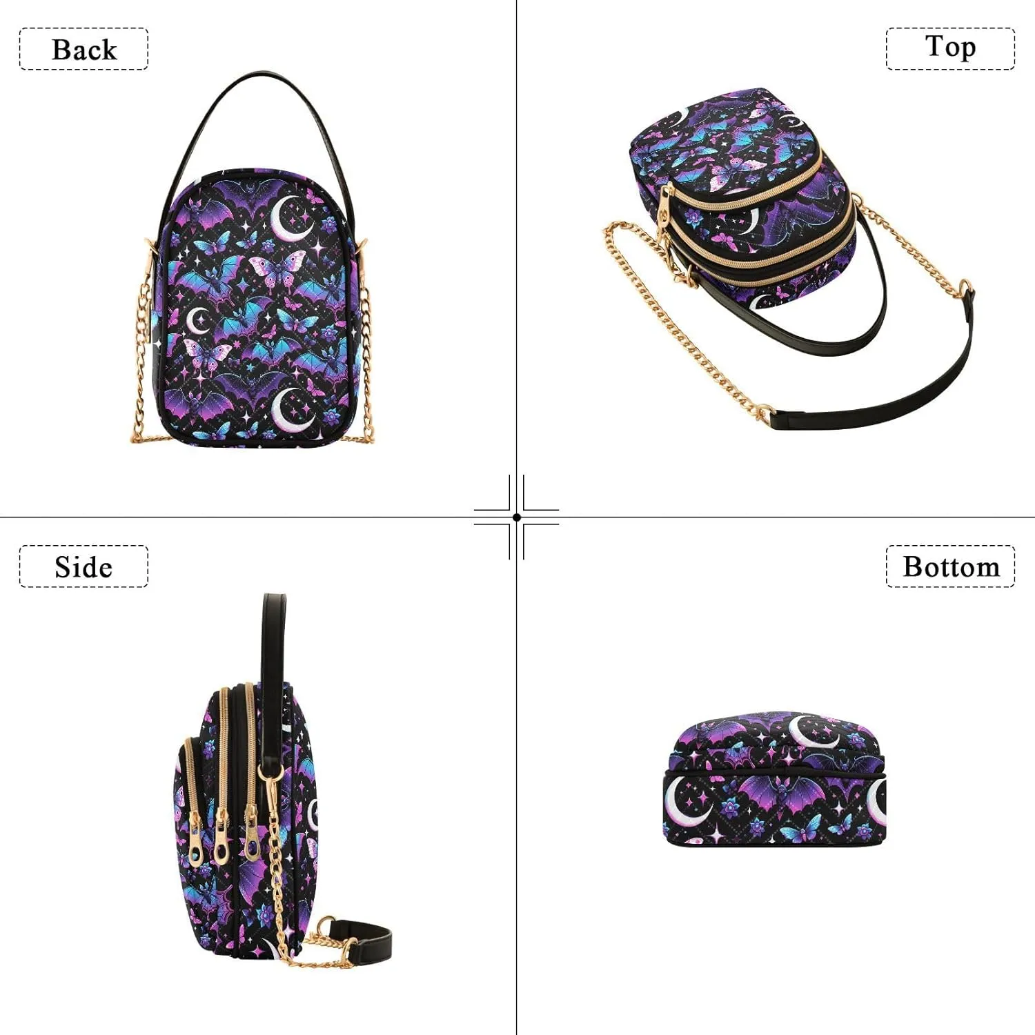 MNSRUU Quilted Crossbody Bags for Women Trendy, Women's Crossbody Handbags Goth Skull Travel Cell Phone Purses Bags