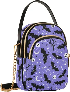 MNSRUU Quilted Crossbody Bags for Women Trendy, Women's Crossbody Handbags Goth Skull Travel Cell Phone Purses Bags