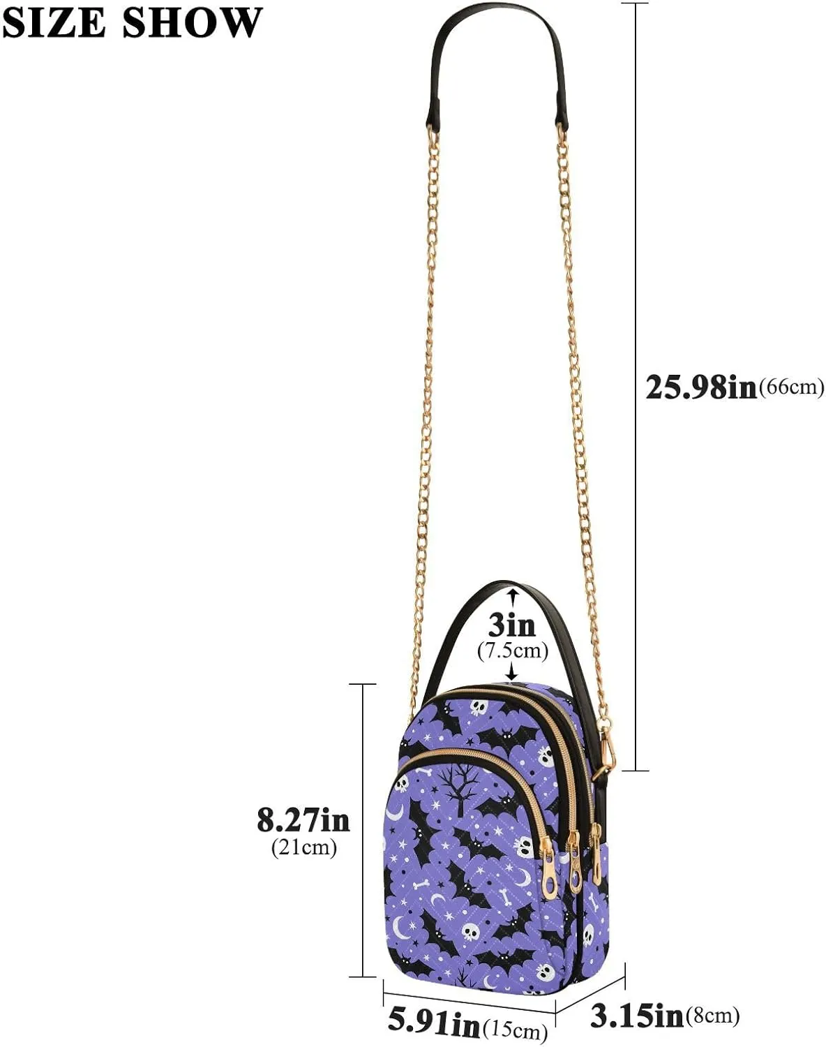 MNSRUU Quilted Crossbody Bags for Women Trendy, Women's Crossbody Handbags Goth Skull Travel Cell Phone Purses Bags