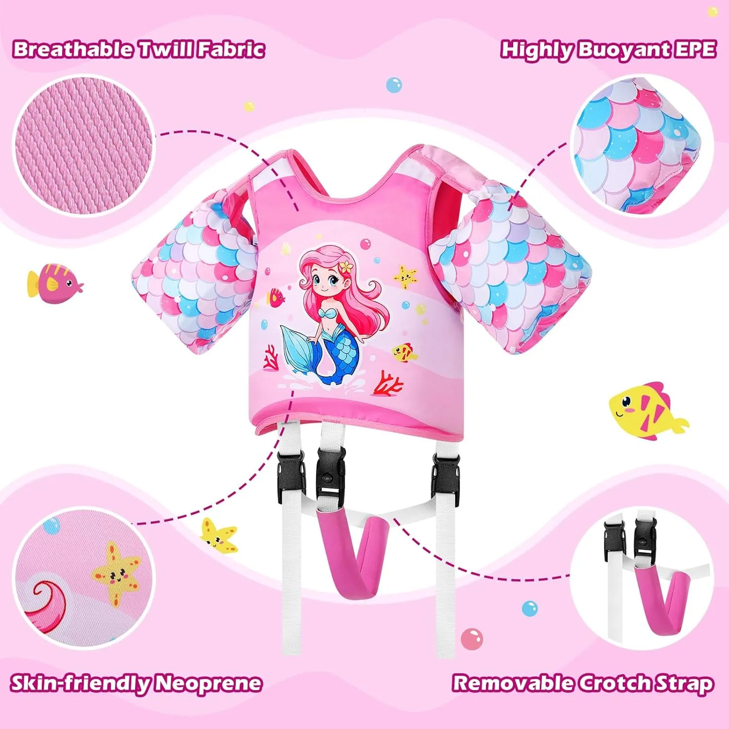 MoKo Kids Swim Vest, Arm Band Pool Floaties Jacket for 2-3-4-5-6 Years (22-30-40-50-66LBS), Pool Floats for Kids, Water Wings for Children Swimmies, Toddlers, Boys, Girls