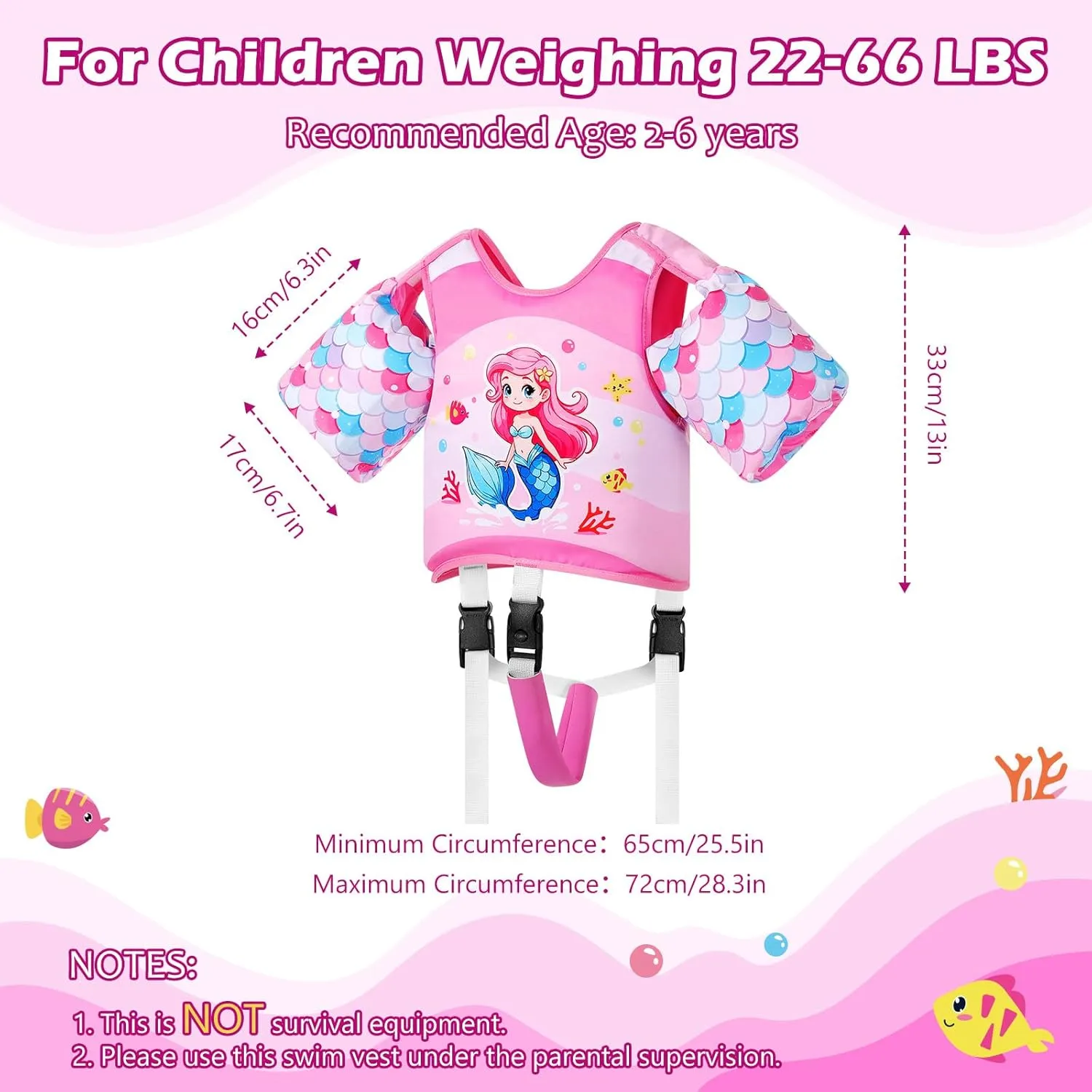 MoKo Kids Swim Vest, Arm Band Pool Floaties Jacket for 2-3-4-5-6 Years (22-30-40-50-66LBS), Pool Floats for Kids, Water Wings for Children Swimmies, Toddlers, Boys, Girls