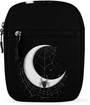 Moon Spider Web Small Crossbody Bag Casual Belt Bag Sling Purse for Travel Hiking