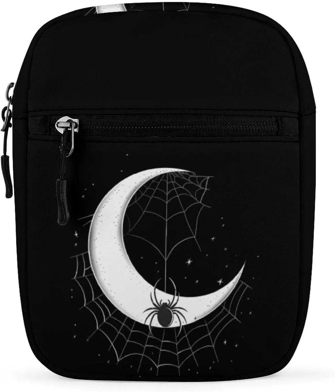 Moon Spider Web Small Crossbody Bag Casual Belt Bag Sling Purse for Travel Hiking