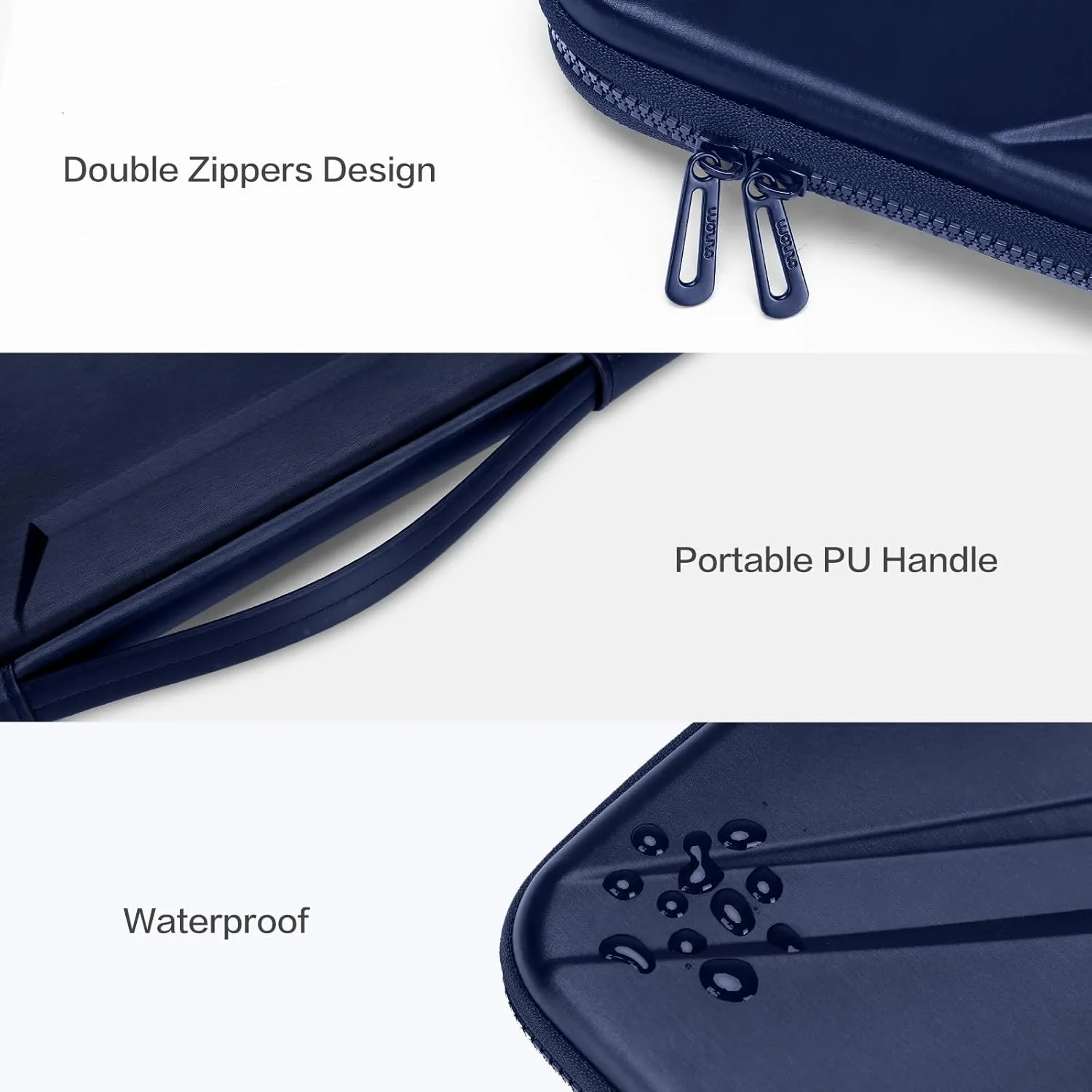 MOSISO 13-14 inch Laptop Hard Case, 13.3 inch Waterproof Shockproof Computer Bag Compatible with MacBook HP Dell,Artistic Geometric EVA Carrying Sleeve Laptop Case Hard Shell with Handle, Navy Blue
