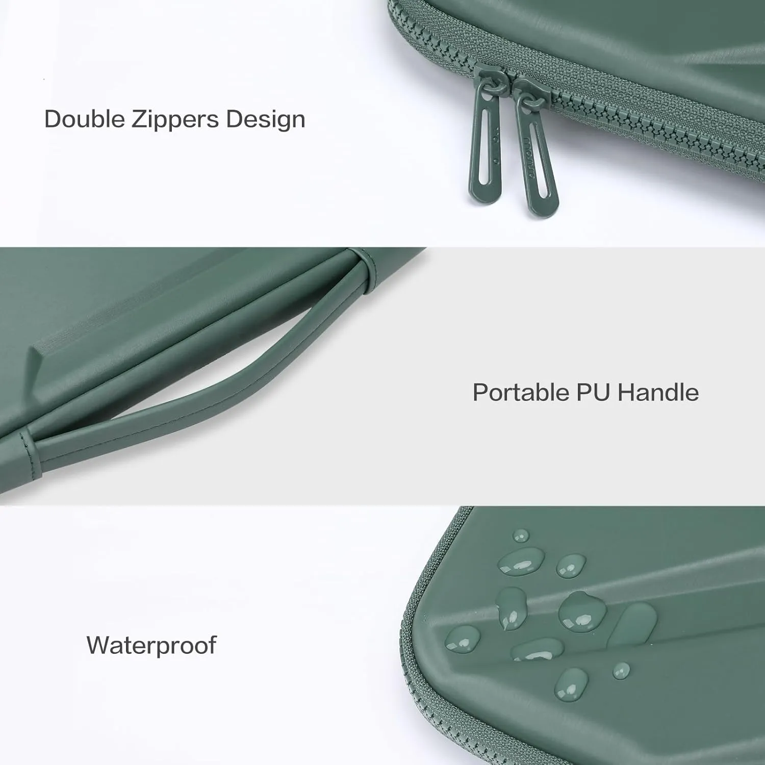 MOSISO 13-14 inch Laptop Hard Case, 13.3 inch Waterproof Shockproof Computer Bag Compatible with MacBook HP Dell,Artistic Geometric EVA Carrying Sleeve Laptop Case Hard Shell with Handle,Antique Green