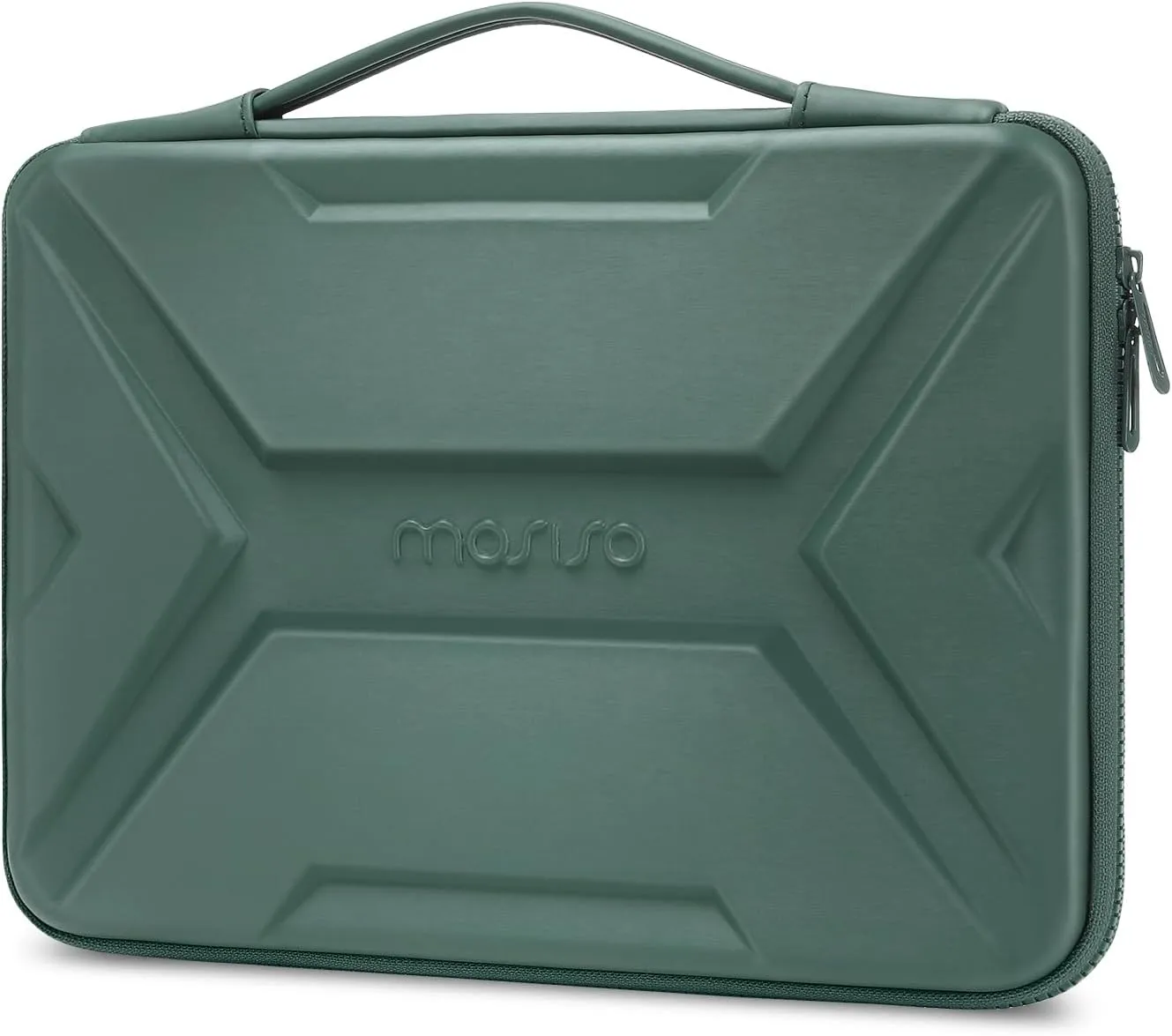 MOSISO 13-14 inch Laptop Hard Case, 13.3 inch Waterproof Shockproof Computer Bag Compatible with MacBook HP Dell,Artistic Geometric EVA Carrying Sleeve Laptop Case Hard Shell with Handle,Antique Green