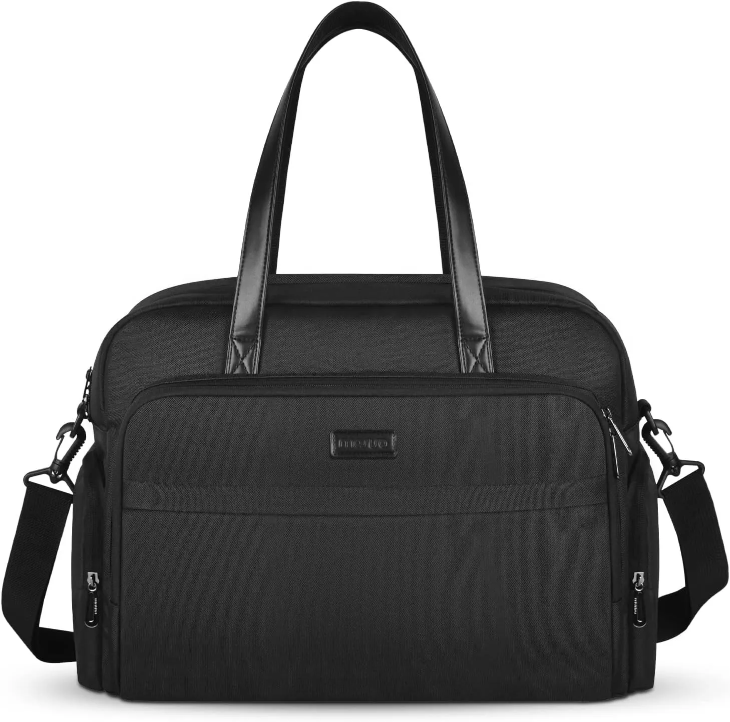 MOSISO Laptop Tote Bag Compatible with MacBook Pro 16 inch 2023-2019 M2 A2780 M1 A2485 A2141,15-15.6 inch Notebook,Trapezoid Travel Work Computer Bag with Front Horizontal Pocket&PU Handle&Belt, Black