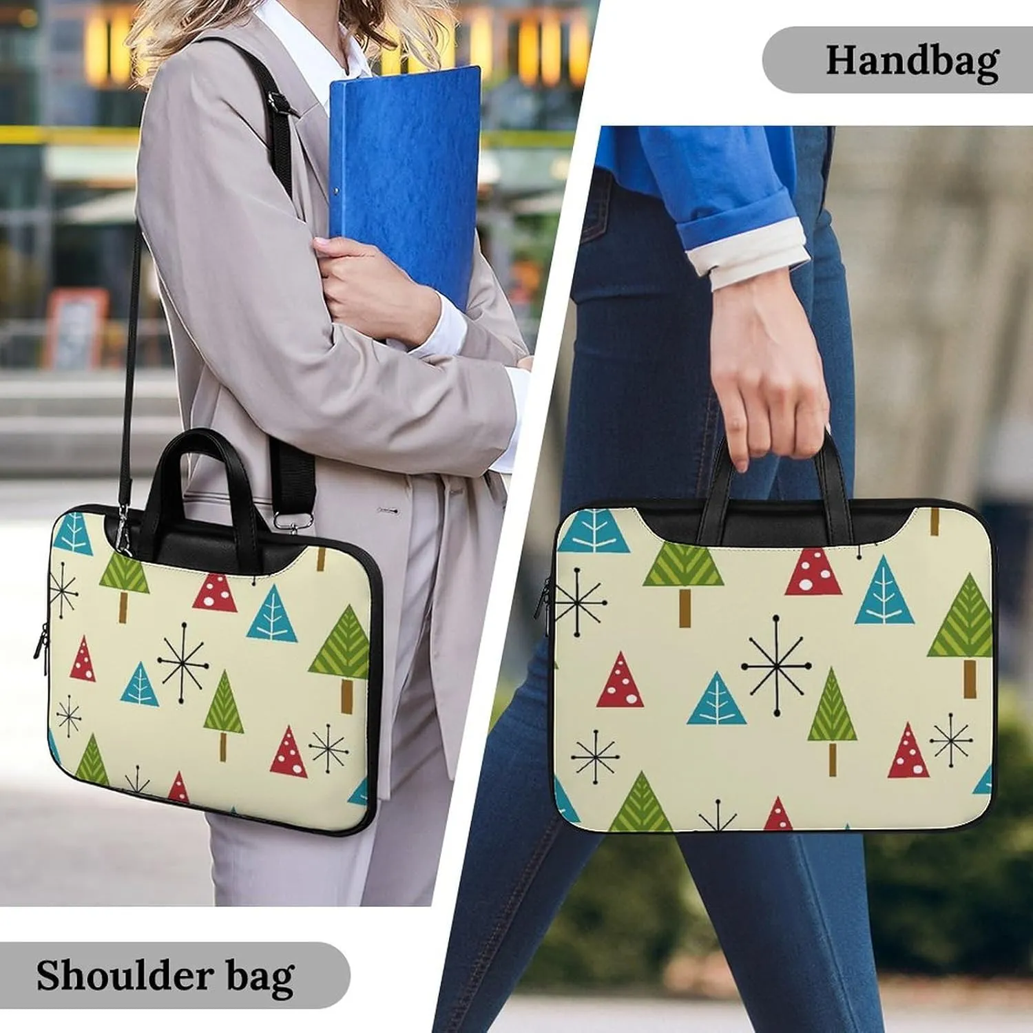 Mud Print Style Portable Leather Laptop Bag