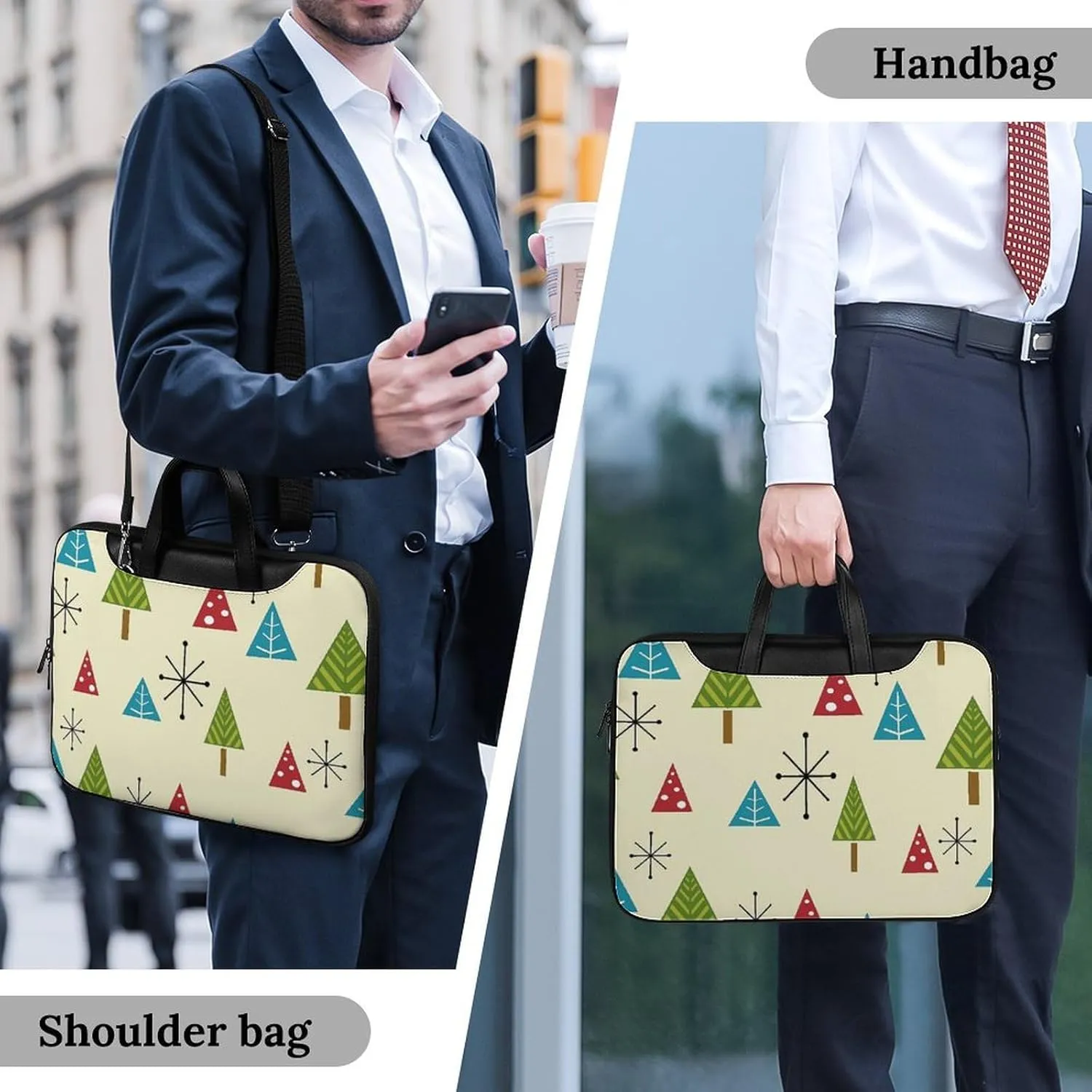 Mud Print Style Portable Leather Laptop Bag