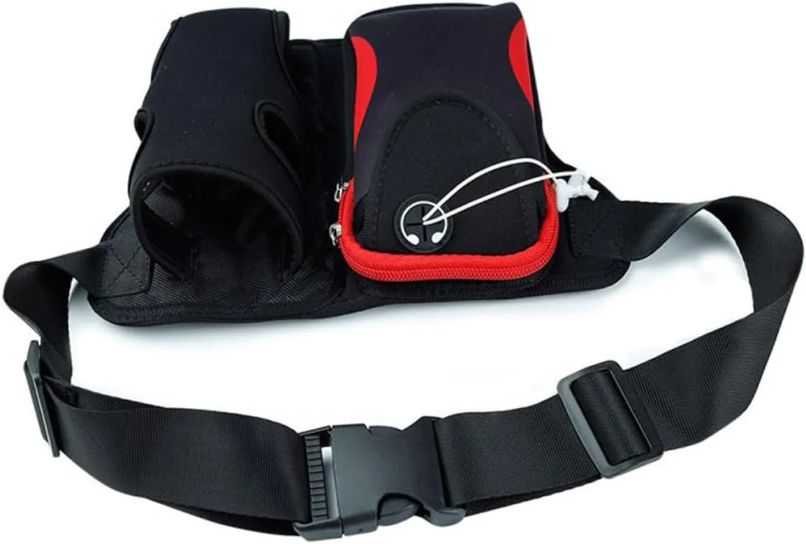 Multifunctional Waist Bag for Water Bottles Large Capacity Kettle Bag for Outdoor Sports Travel Hiking Running Cycling Red