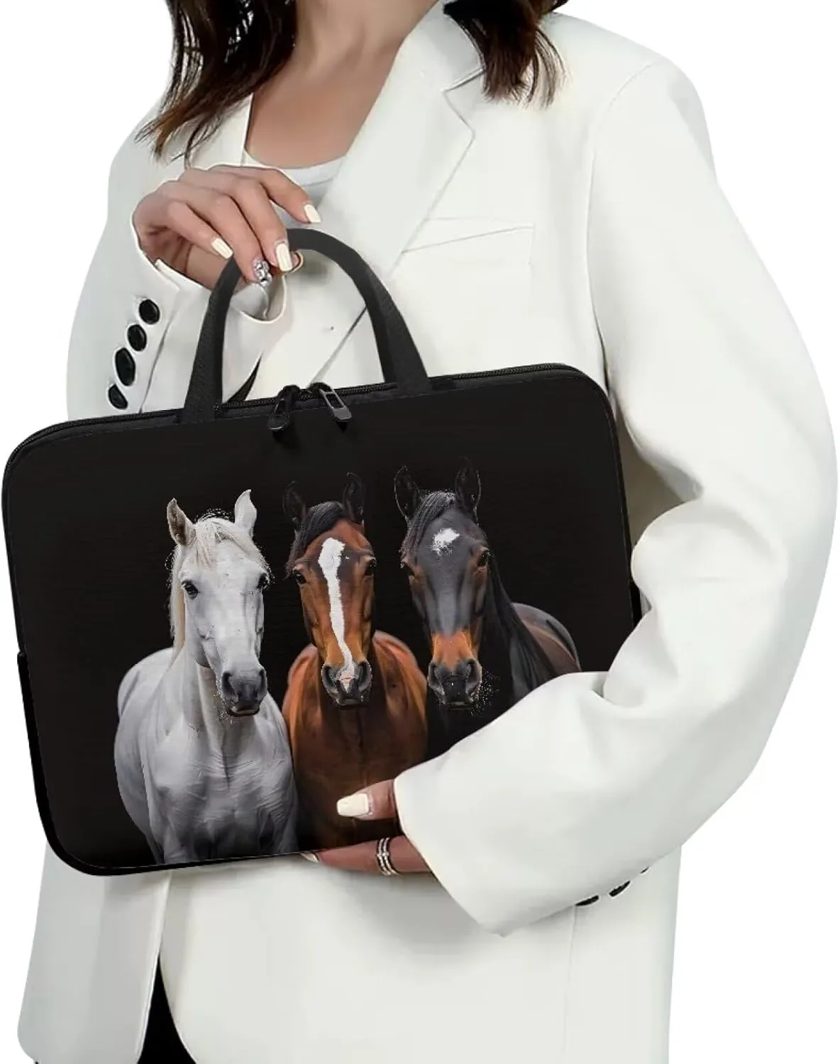 Mumeson Horses Laptop Bag Briefcase Handbag for Womens Compatible with MacBook MacBook Pro Laptop Sleeve Bag for Womens Teen Laptop Computer Pocket Case Briefcase