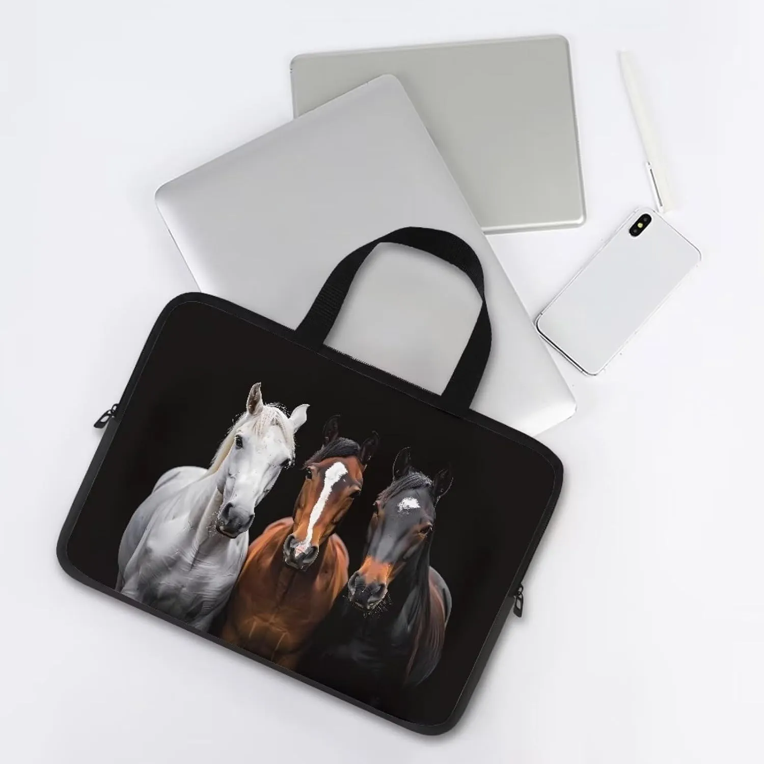 Mumeson Horses Laptop Bag Briefcase Handbag for Womens Compatible with MacBook MacBook Pro Laptop Sleeve Bag for Womens Teen Laptop Computer Pocket Case Briefcase