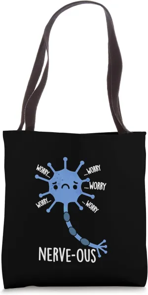 Nerve-ous Funny Neuron Pun Tote Bag