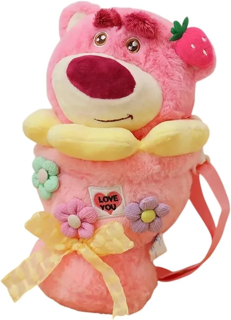 New 2026 Cartoon Flower Fairy Strawberry Bear Doll Bouquet Cone Crossbody Bag Anime Cute Gift For Birthday Year Gifts Jewelry Findings Fashion Trendy Accessories Creative