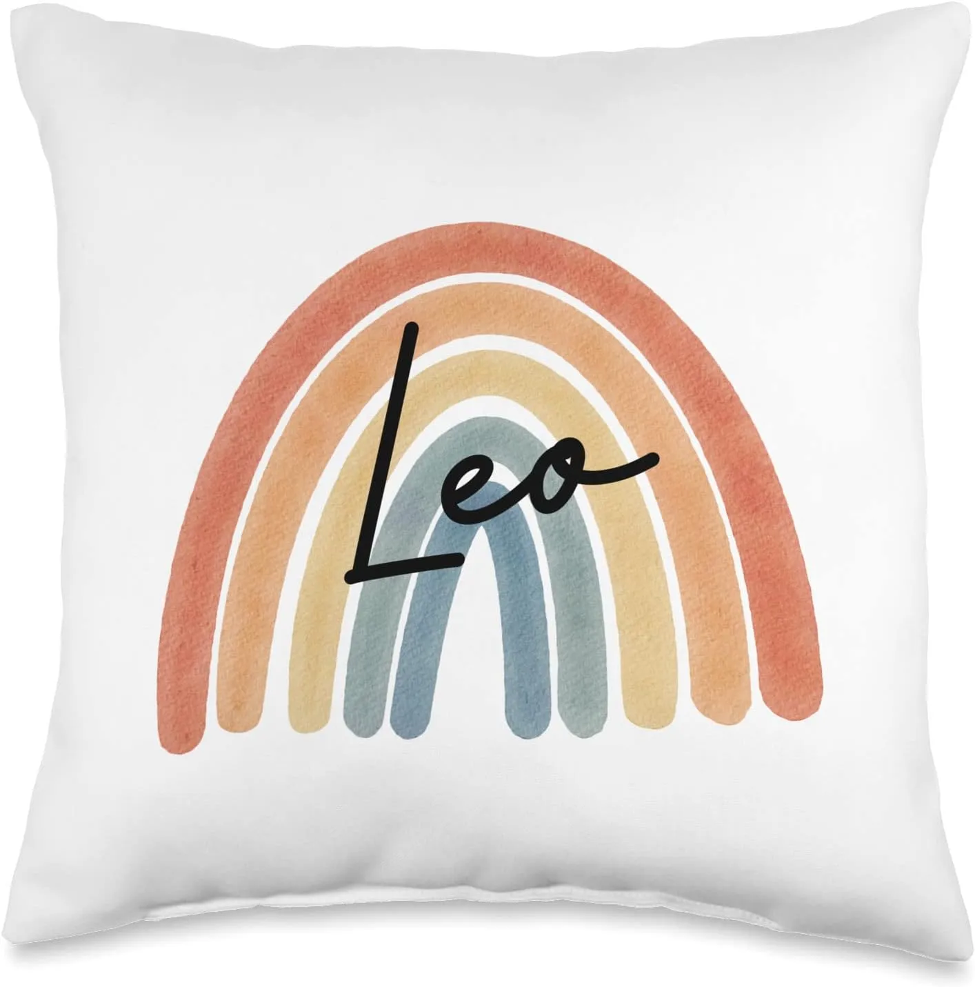 New Born Baby Leo Personalized Gift Rainbow Nursery Throw Pillow
