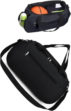 New Travel Duffel Bag, 20L Sports Tote Gym bags mens Overnight Bag,Wet Dry Separation Fitness Bag HandHeld One Shoulder Bag, for Yoga Exercise black