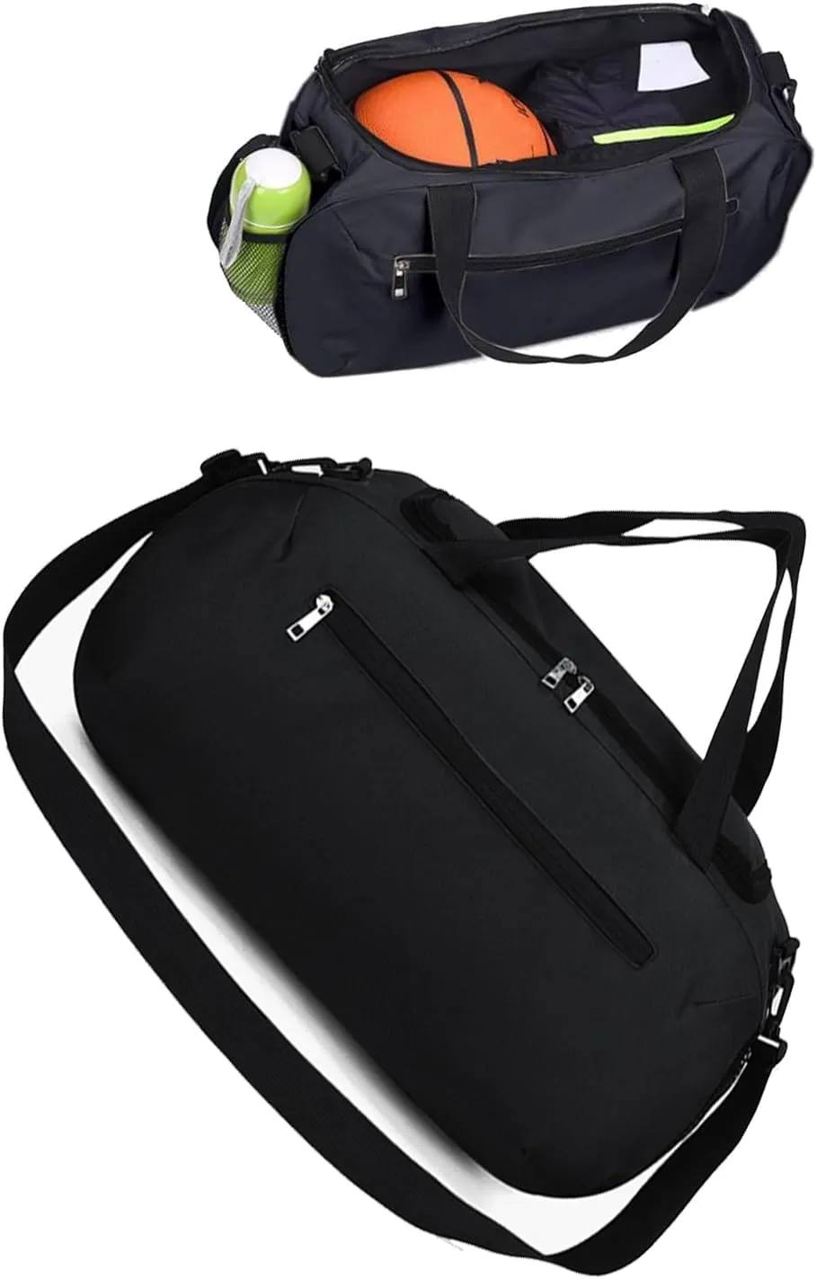 New Travel Duffel Bag, 20L Sports Tote Gym bags mens Overnight Bag,Wet Dry Separation Fitness Bag HandHeld One Shoulder Bag, for Yoga Exercise black