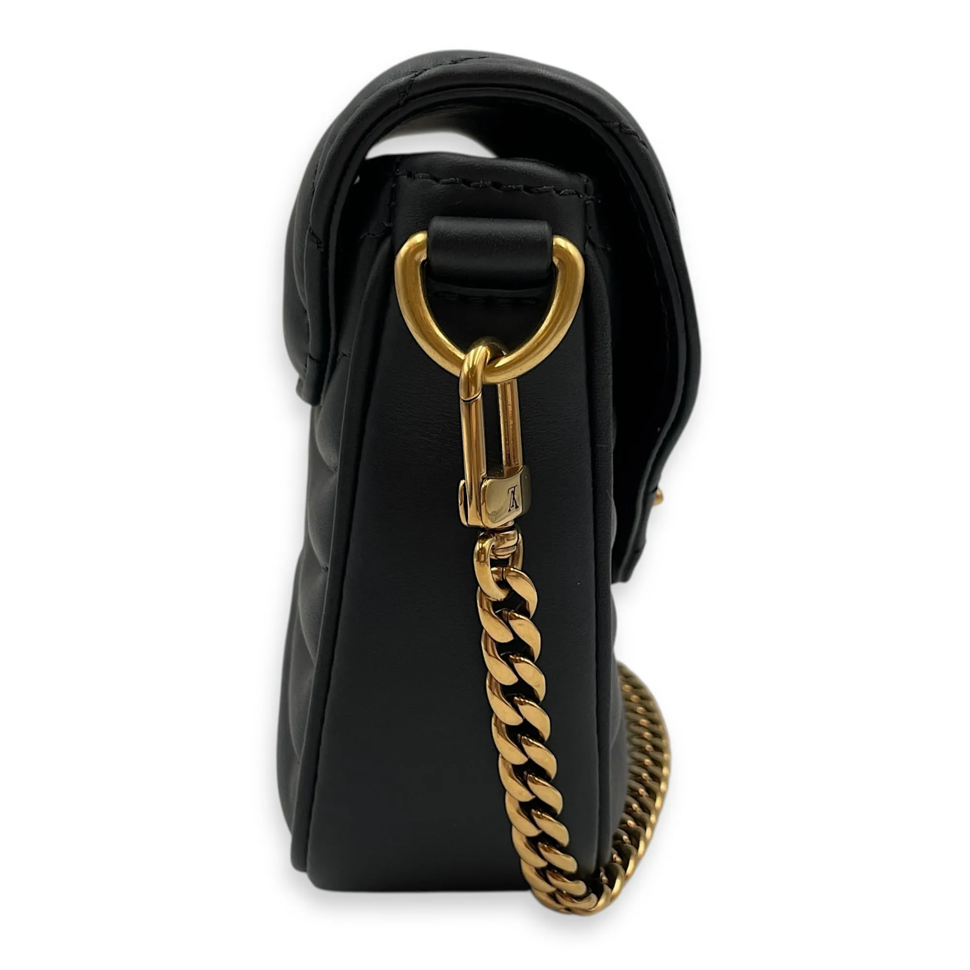 New Wave Multi Pochette Black Crossbody Bag in Calfskin, Gold hardware