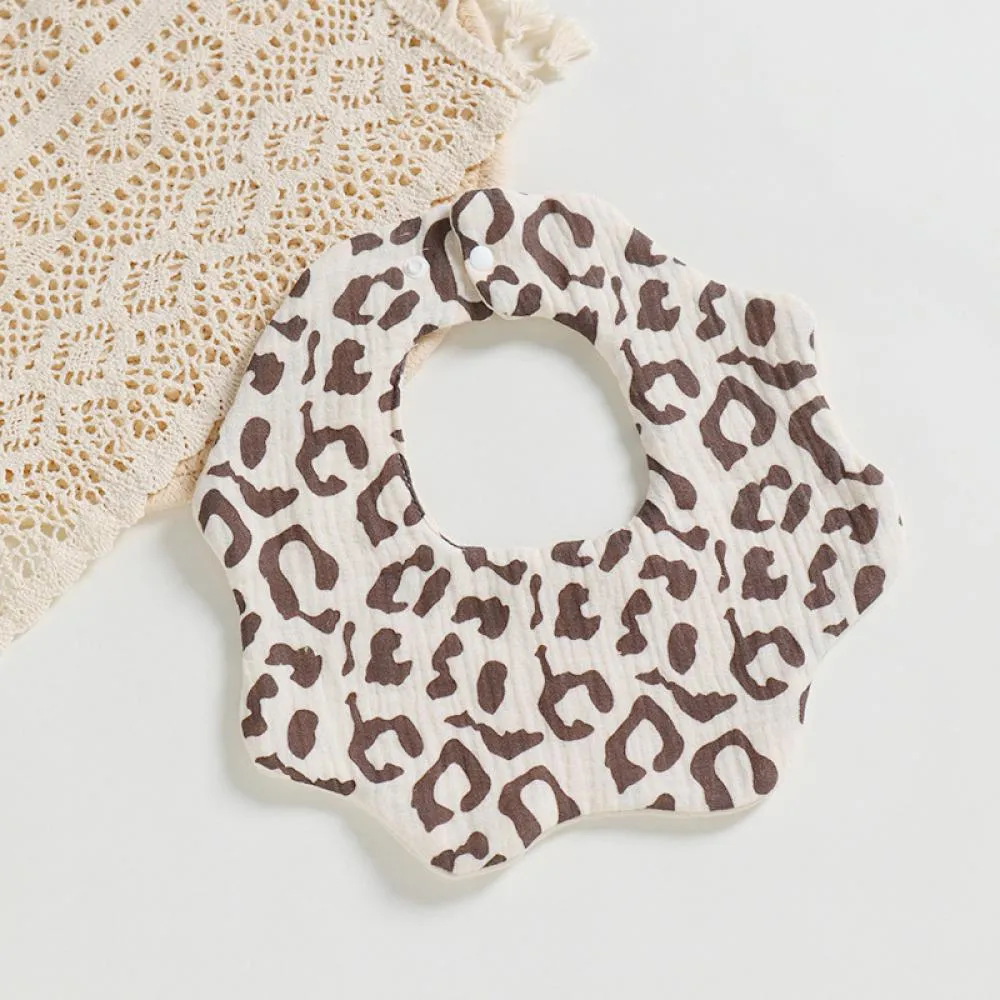 Newborn Baby Bibs 6 layers cotton yarn petal bib Rainbow Leopard Heart Animal Printed Wholesale