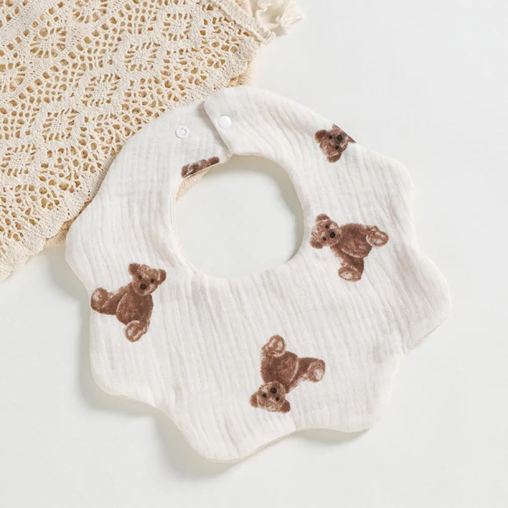 Newborn Baby Bibs 6 layers cotton yarn petal bib Rainbow Leopard Heart Animal Printed Wholesale