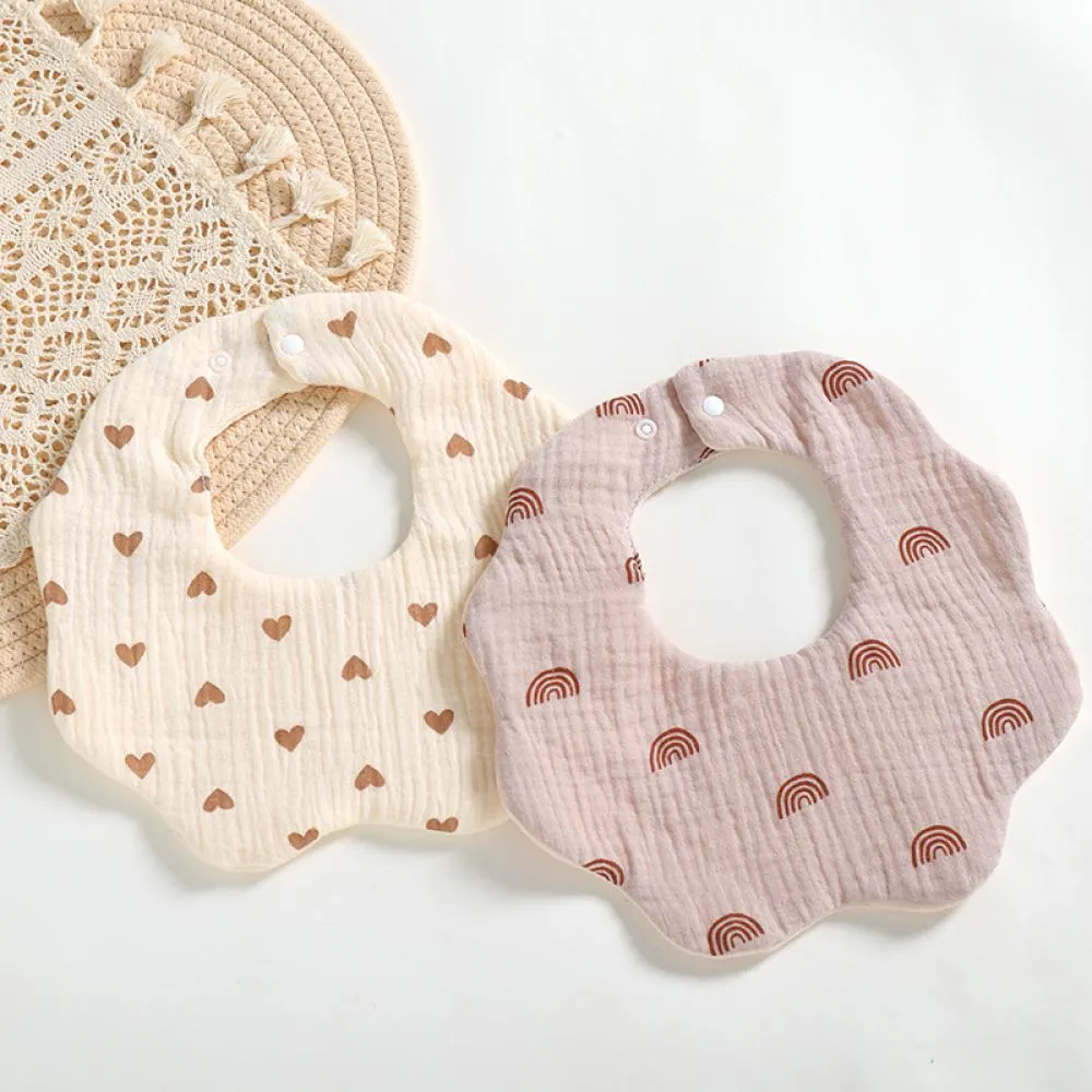 Newborn Baby Bibs 6 layers cotton yarn petal bib Rainbow Leopard Heart Animal Printed Wholesale