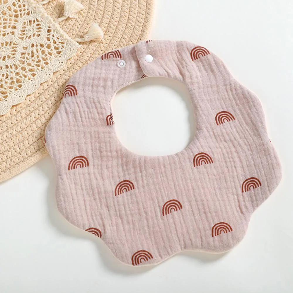 Newborn Baby Bibs 6 layers cotton yarn petal bib Rainbow Leopard Heart Animal Printed Wholesale