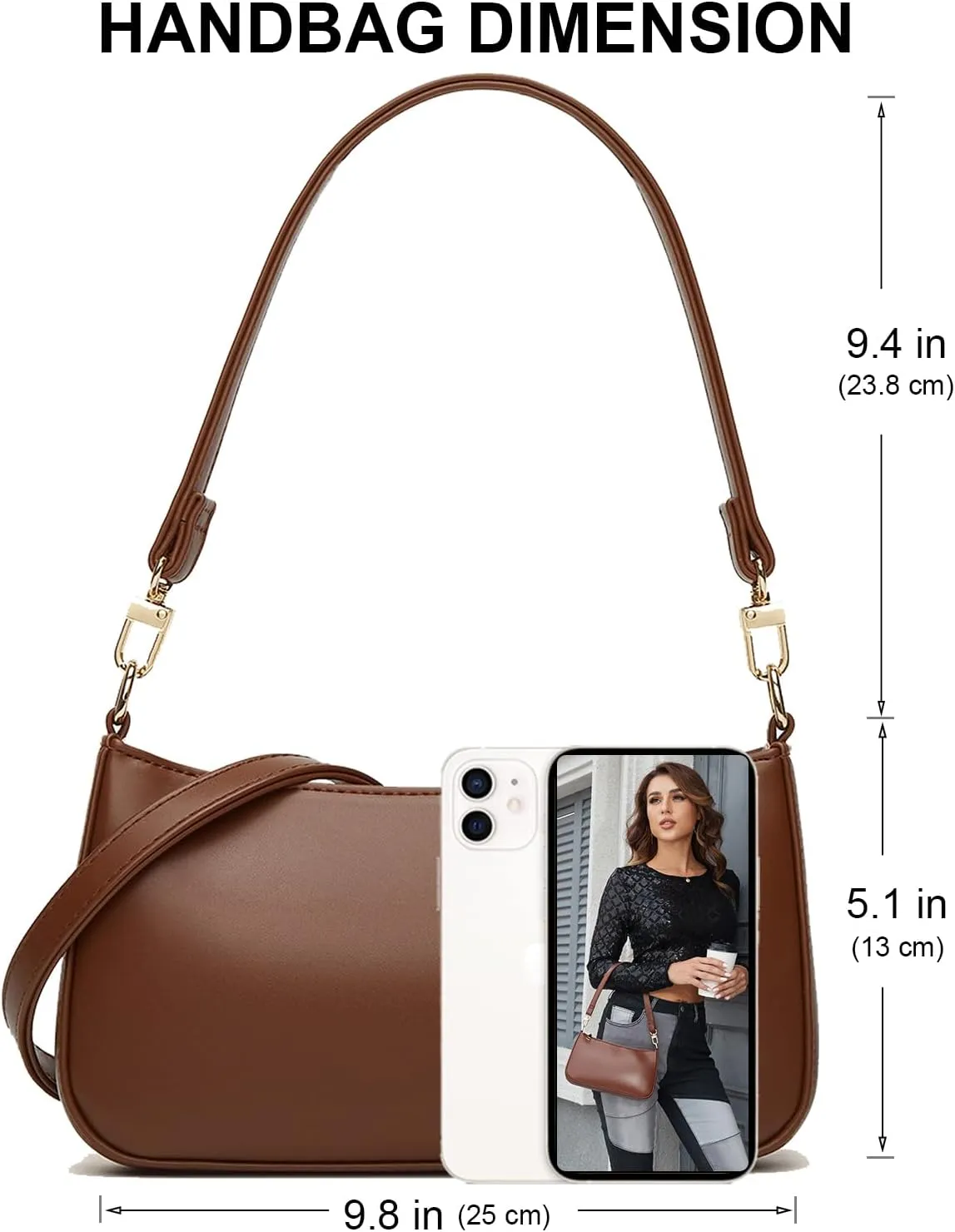 NIUEIMEE ZHOU Shoulder Bag for Women Retro Vegan Leather Classic Clutch Tote HandBags Purses with Zipper Closure