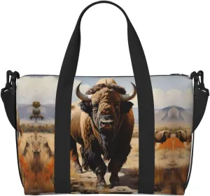 North American bison herd Crossbody handbag, travel casual handbag, suitable for work, travel, fitness, tourism, women's zipper storage bag,