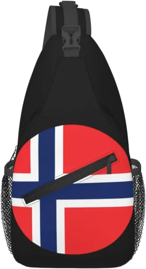 Norway Norwegian Flag Round Crossbody Bags Sling Backpack Cross Chest Bag Sports Shoulder Bag Gym Fanny Pack Adjustable Cycling Daypack Diagonally Rucksack for Running