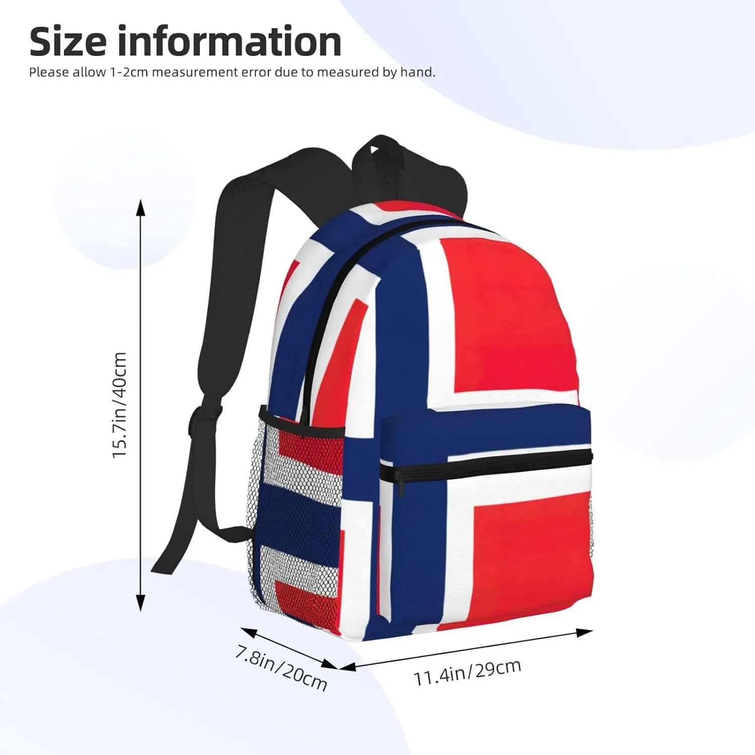 Norwegian Flag Men Women Office Laptop Backpack,Work Bag 15.7 Inch Business Travel Bags Large Capacity