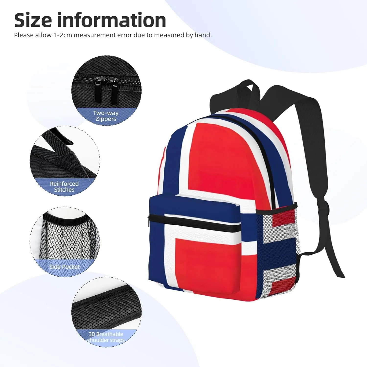 Norwegian Flag Men Women Office Laptop Backpack,Work Bag 15.7 Inch Business Travel Bags Large Capacity