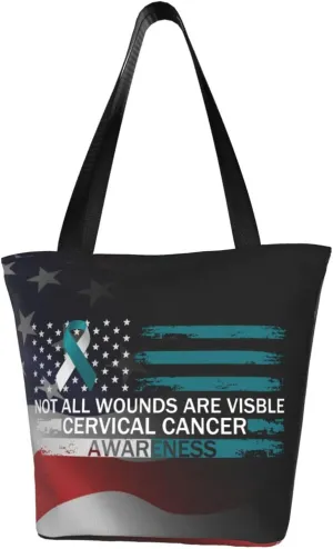 Not All Wounds Are Visible Cervical Cancer Awareness Fashion Shoulder Bag Large Capacity For Man Or Woman