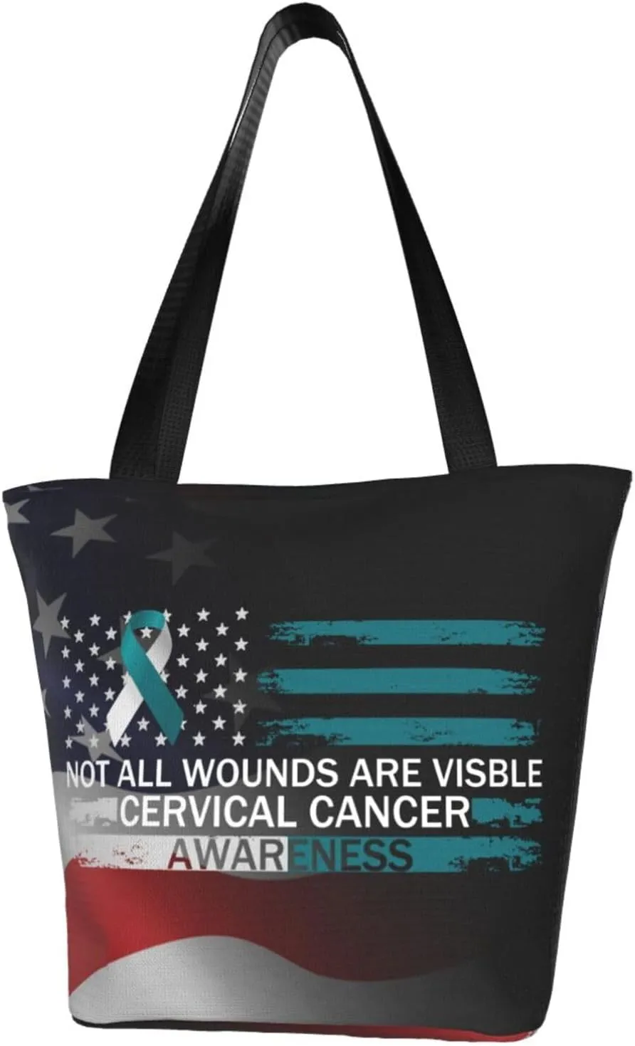 Not All Wounds Are Visible Cervical Cancer Awareness Fashion Shoulder Bag Large Capacity For Man Or Woman