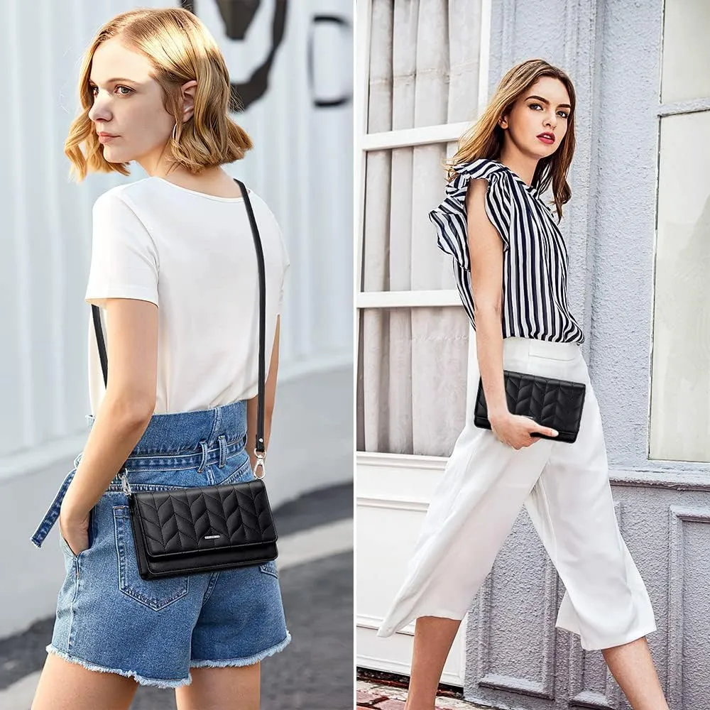 nuoku Crossbody Bag for Women Cellphone Little Purse with Credit Card Slots Lightweight Leather Wristlet Wallet
