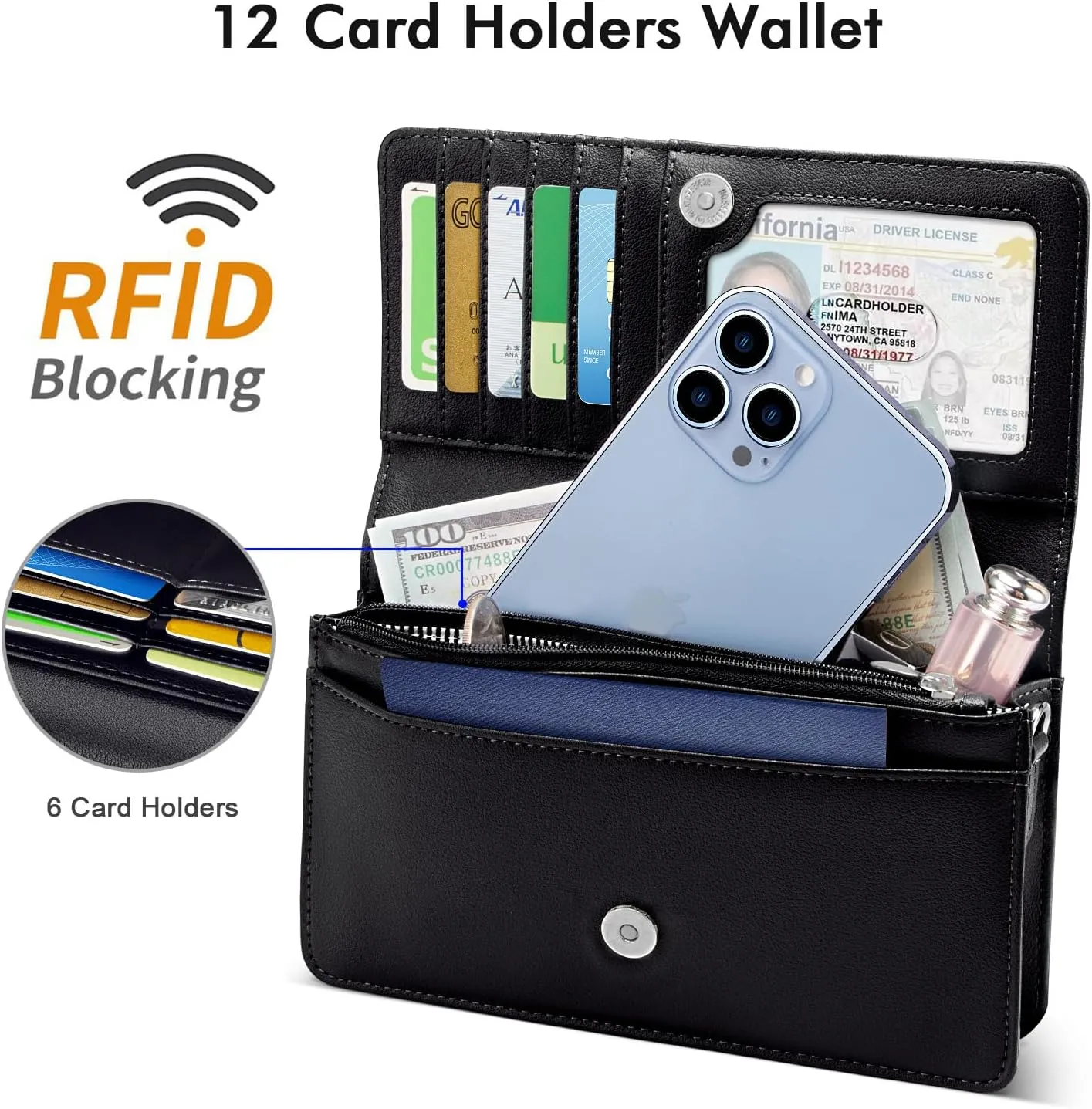 nuoku Crossbody Bag for Women Cellphone Little Purse with Credit Card Slots Lightweight Leather Wristlet Wallet