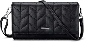 nuoku Crossbody Bag for Women Cellphone Little Purse with Credit Card Slots Lightweight Leather Wristlet Wallet
