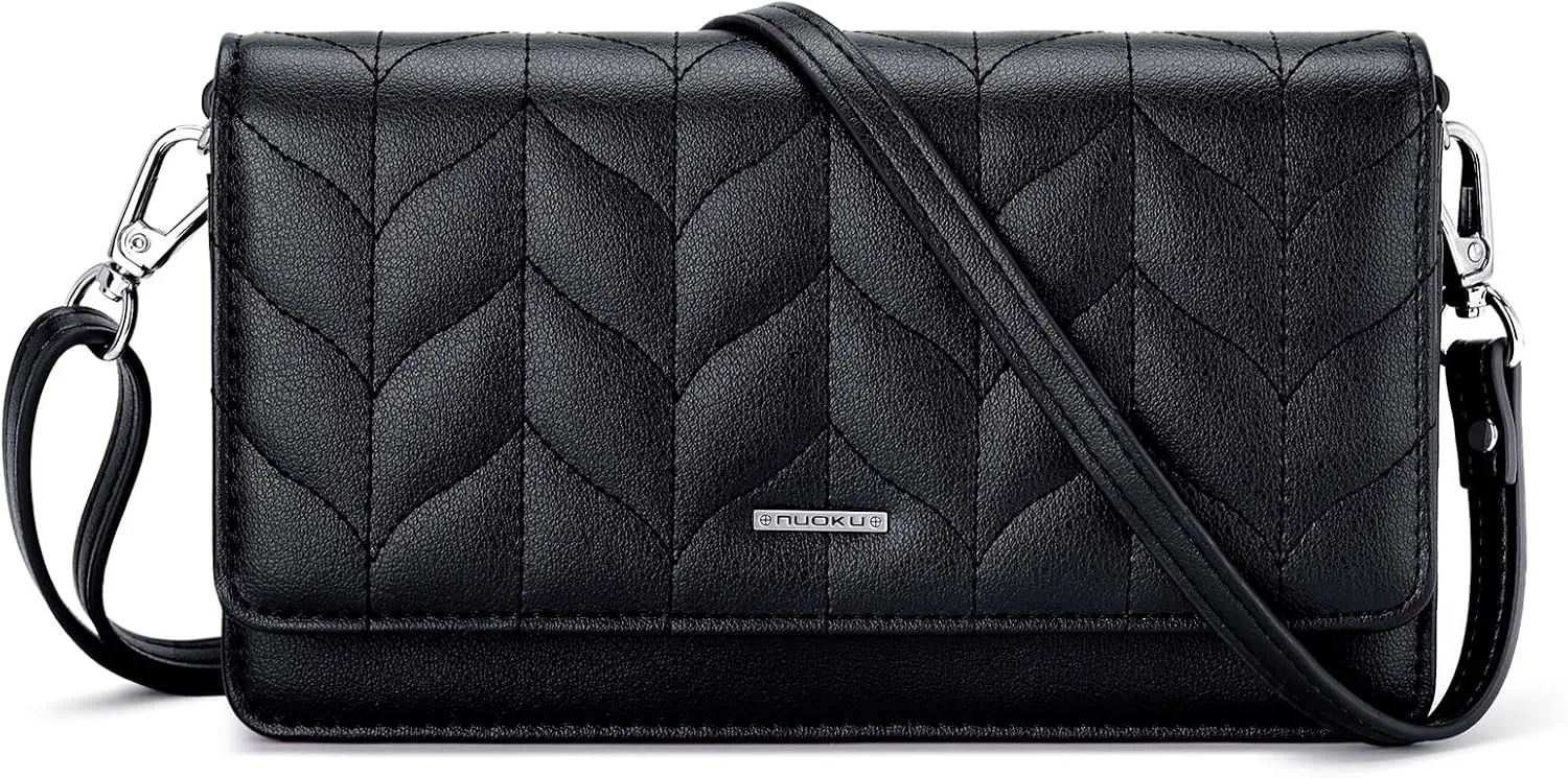 nuoku Crossbody Bag for Women Cellphone Little Purse with Credit Card Slots Lightweight Leather Wristlet Wallet