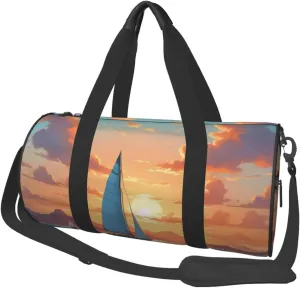 Ocean Sailing Printed Travel Bag,Round Personal Item Storage bag,Foldie Duffel Bag for Traveling Vacation,Fitness,Sports